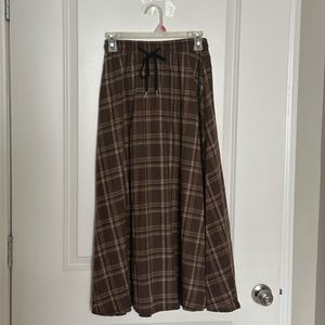 Tie Waist Plaid Maxi Skirt